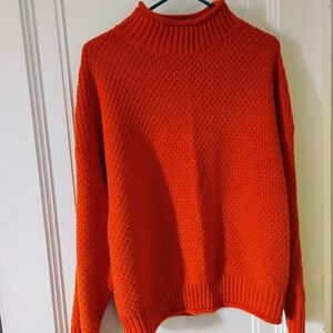 High neck orange color Winter sweater size large in great condition